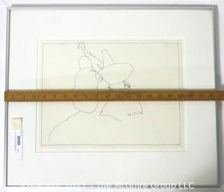 Framed Under Glass Original Pen & Ink Drawing Signed By Artist Futzie Nutzle (Bruce Kleinsmith).  Measures approximately 20" x 18".