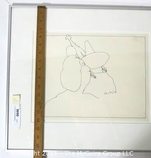 Framed Under Glass Original Pen & Ink Drawing Signed By Artist Futzie Nutzle (Bruce Kleinsmith).  Measures approximately 20" x 18".