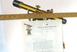 Poster of Bull & Bull Theodolite and letter on letterhead