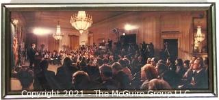 Photo: Political: Panoramic color photo of President Nixon speaking at the White House (Clifford Evans in the central area).