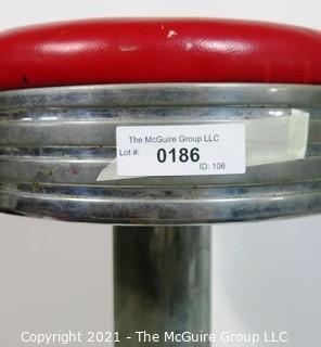 Vintage Chrome and Red Vinyl Soda Counter Bar Stool.