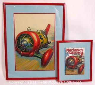 Original "Mock Up" Magazine Cover Art by Joseph Pignone for the May 1936 Edition of Mechanics and Handicraft.  This is paired with the actual framed magazine cover for which it was created. Original oil painting signed by artist and framed under glass, measures approximately 20 x 26".  The magazine cover is framed under glass and measures approximately 12 x 14 1/2". <br> <br>
Mechanics and Handicraft was a 1930's popular-science and make-it-yourself magazine, with designs of the future, it was absorbed into Popular Science Monthly with the March, 1939 issue.

Joseph Pignone was a designer, engineer, painter, illustrator and inventor. See profile about the artist in the photo gallery.  <br> <br>

 