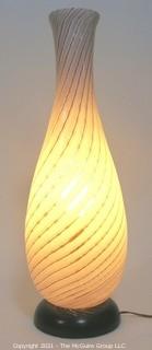 Tall Pink Gold & White Hand Blown Murano Mid Century Modern Swirl Table Lamp.  Measures approximately 