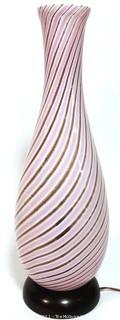 Tall Pink Gold & White Hand Blown Murano Mid Century Modern Swirl Table Lamp.  Measures approximately 