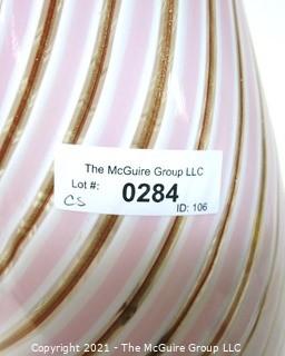 Tall Pink Gold & White Hand Blown Murano Mid Century Modern Swirl Table Lamp.  Measures approximately 