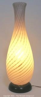 Tall Pink Gold & White Hand Blown Murano Mid Century Modern Swirl Table Lamp.  Measures approximately 