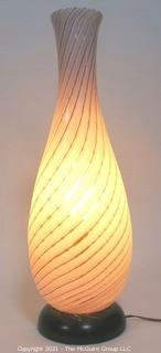 Tall Pink Gold & White Hand Blown Murano Mid Century Modern Swirl Table Lamp.  Measures approximately 