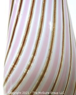 Tall Pink Gold & White Hand Blown Murano Mid Century Modern Swirl Table Lamp.  Measures approximately 