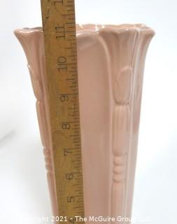 Vintage Pink Mid Century Pottery Vase.  Measures approximately 11" tall. 