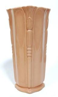 Vintage Pink Mid Century Pottery Vase.  Measures approximately 11" tall. 