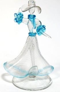 Hand Blown Venetian Glass Vase Figure of a Dancing Woman.  Measures approximately 8" tall.