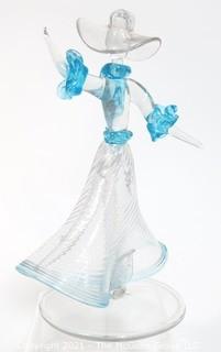 Hand Blown Venetian Glass Vase Figure of a Dancing Woman.  Measures approximately 8" tall.