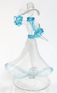 Hand Blown Venetian Glass Vase Figure of a Dancing Woman.  Measures approximately 8" tall.