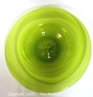 Hand Blown Green Glass Bowl Made in Venice.  Measures approximately 17" in diameter.