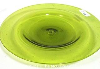 Hand Blown Green Glass Bowl Made in Venice.  Measures approximately 17" in diameter.