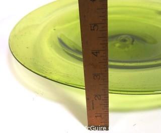 Hand Blown Green Glass Bowl Made in Venice.  Measures approximately 17" in diameter.