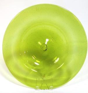 Hand Blown Green Glass Bowl Made in Venice.  Measures approximately 17" in diameter.