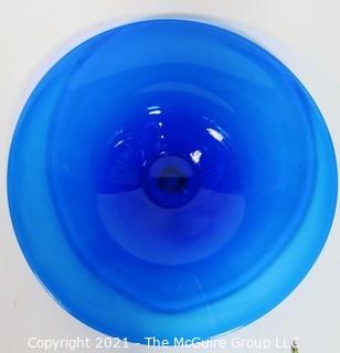 Artisan Made Hand Blown Cobalt Blue Shallow Bowl Charger Made in Seattle, Washington.  Measures approximately 17" in diameter.