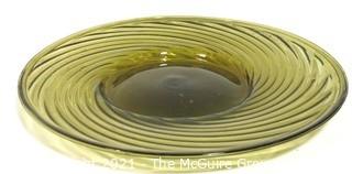 Hand Blown Green Glass Charger with Swirl.  Measures approximately 17" in diameter.