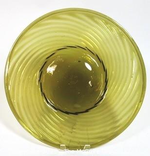 Hand Blown Green Glass Charger with Swirl.  Measures approximately 17" in diameter.