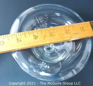 Hand Blown Clear Glass Coupe.  Measures approximately  6" in diameter at top.