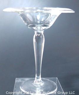 Hand Blown Clear Glass Coupe.  Measures approximately  6" in diameter at top.