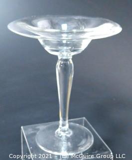 Hand Blown Clear Glass Coupe.  Measures approximately  6" in diameter at top.