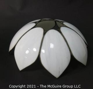 Vintage White Tulip Form Slag Glass Chandelier Style Lamp Shade, 17" wide at tips.