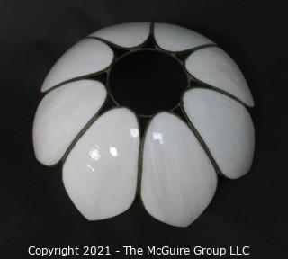 Vintage White Tulip Form Slag Glass Chandelier Style Lamp Shade, 17" wide at tips.