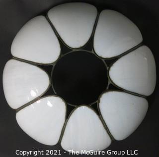 Vintage White Tulip Form Slag Glass Chandelier Style Lamp Shade, 17" wide at tips.