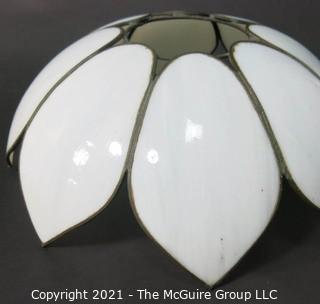 Vintage White Tulip Form Slag Glass Chandelier Style Lamp Shade, 17" wide at tips.