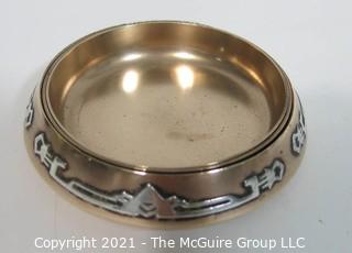 Three Piece Sterling Silver on Bronze Arts & Craft Period Nesting Trinket Trays Made by Heintz Art Metal for RH Macy Department Stores.  They measure approximately 3 1/2" in diameter.