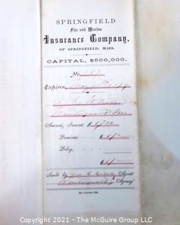 Springfield Fire & Marine Insurance Policy with Tax Stamp, circa 1874