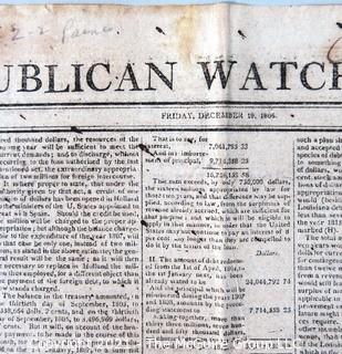 The Republican Watch Tower Newspaper, circa 1806.