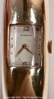 Watch: Vintage women's gold-tone hinged bracelet watch by Robot (untested)