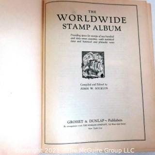 Vintage 1938 Worldwide Stamp Album by John W. Nicklin  Full of Older Stamps