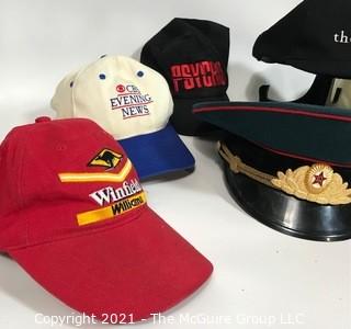 Hats including Formula One Williams Racing Team and USSR Military.  