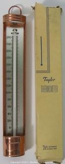 Vintage Taylor Candy/Jelly brass and glass thermometer w/box