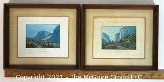 Two framed colored lithographs: Grindenwald and Staubbach Switzerland