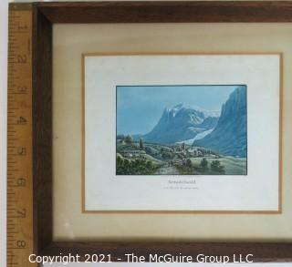 Two framed colored lithographs: Grindenwald and Staubbach Switzerland