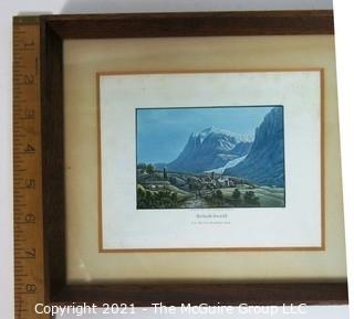 Two framed colored lithographs: Grindenwald and Staubbach Switzerland