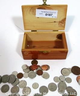 Collection of Vintage Foreign Coin Money with Kennedy Center Trinket Box,