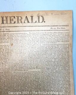 The New York Herald Newspaper, circa 1803