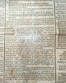 Gazette of the United States Newspaper, circa 1791