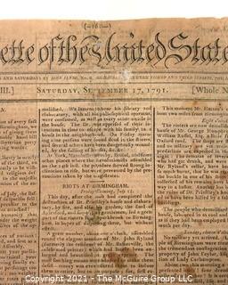 Gazette of the United States Newspaper, circa 1791