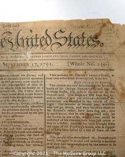 Gazette of the United States Newspaper, circa 1791