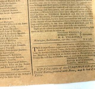 Gazette of the United States Newspaper, circa 1791