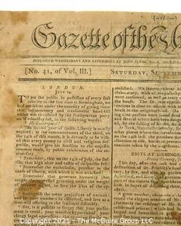 Gazette of the United States Newspaper, circa 1791