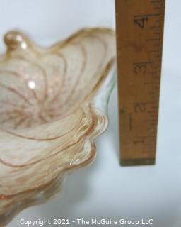 Hand Blown Venetian Glass Amorphous Shaped Bowl with Gold Flecks. 