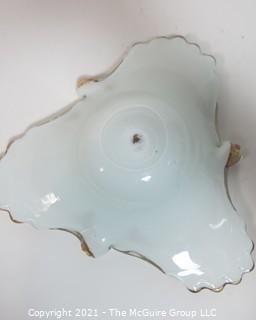 Hand Blown Venetian Glass Amorphous Shaped Bowl with Gold Flecks. 